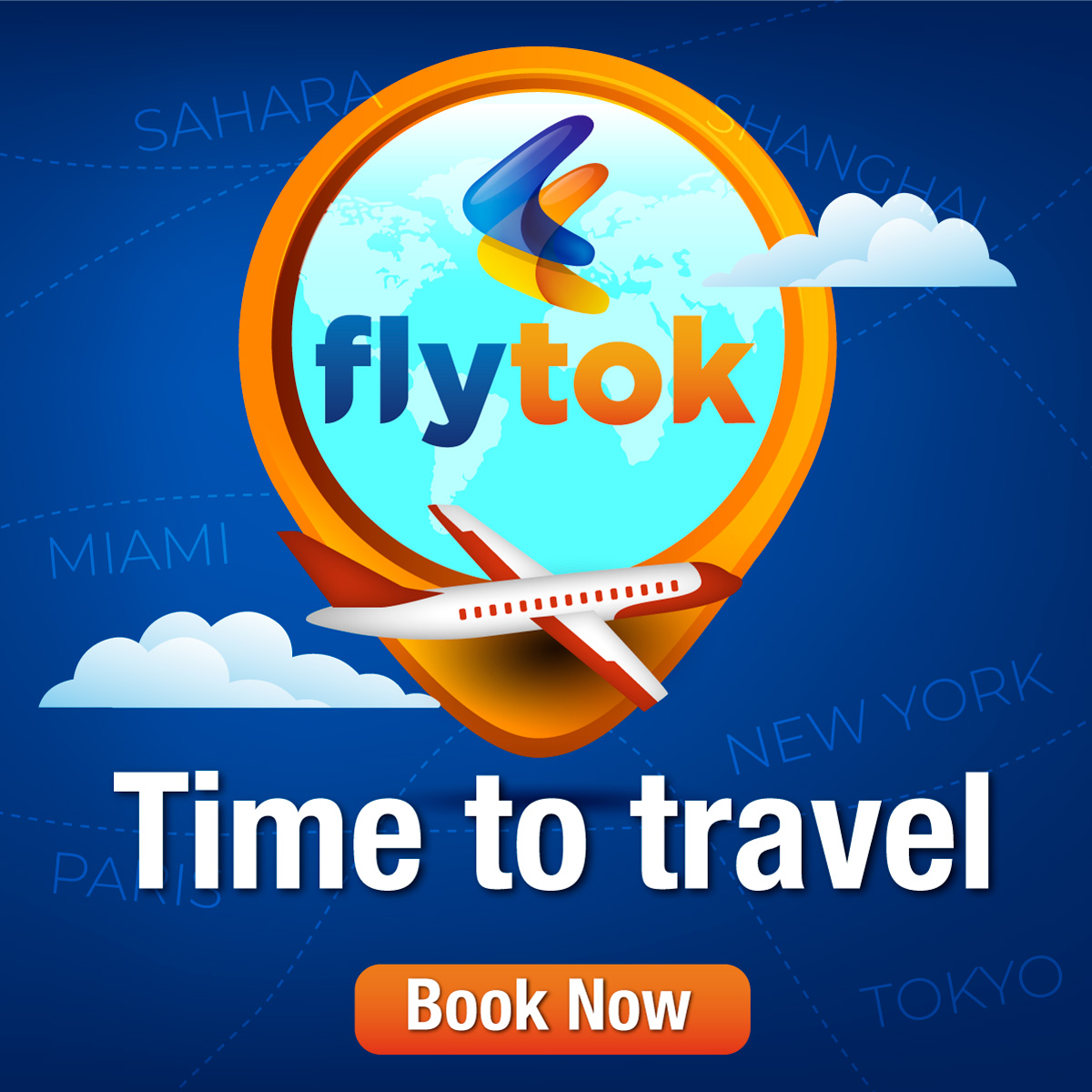 FlyTok Brand Name Logo